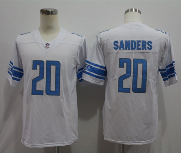 Men's Detroit Lions Barry Sanders #20 White Team Jersey